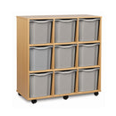 Monarch 9 quad tray storage unit (3 x 3) - Light grey