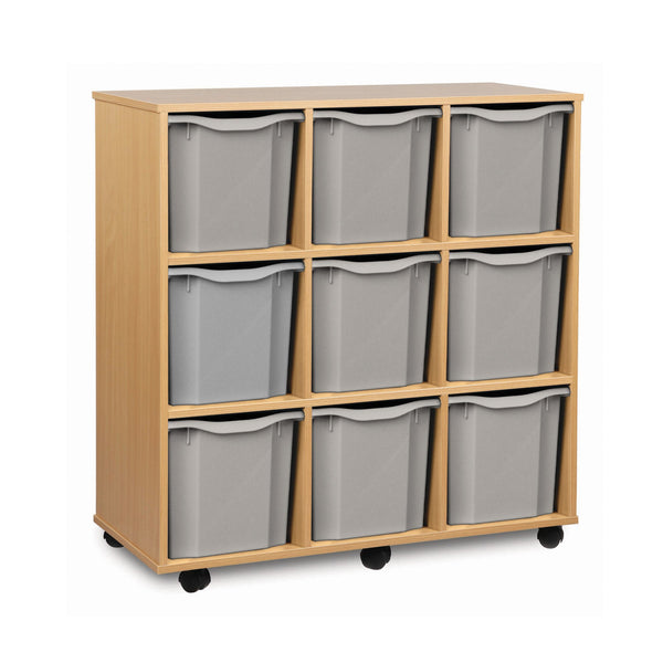 Monarch 9 quad tray storage unit (3 x 3) - Light grey