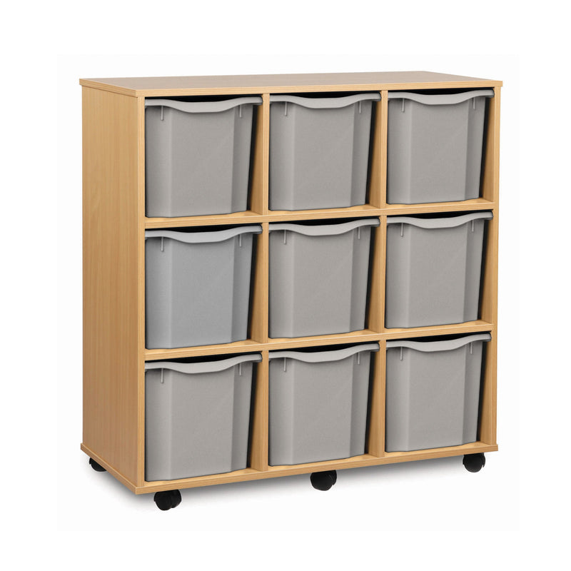 Monarch 9 quad tray storage unit (3 x 3) - Light grey