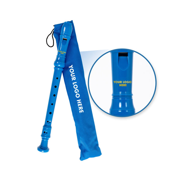 Recorder Workshop descant recorder with custom logo design - Blue