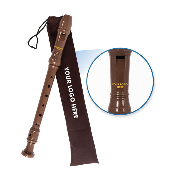 Recorder Workshop descant recorder with custom logo design - Brown