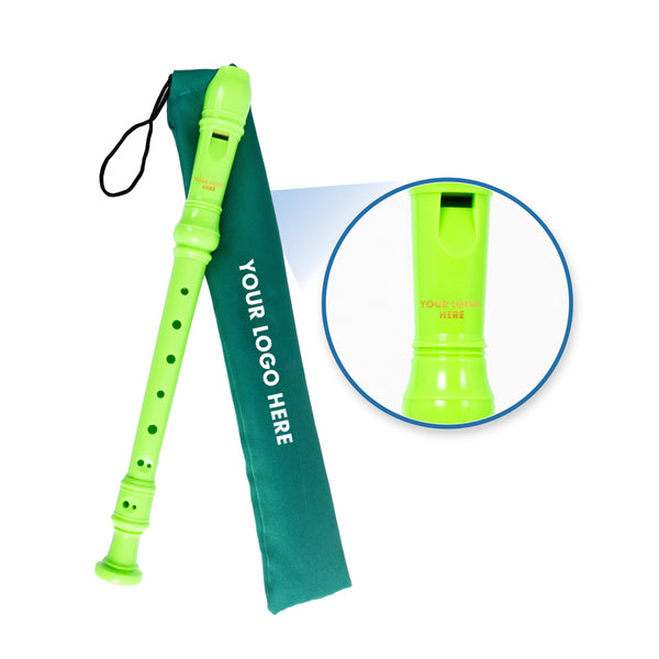 Recorder Workshop descant recorder with custom logo design - Green