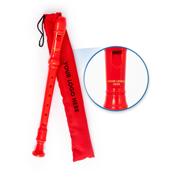 Recorder Workshop descant recorder with custom logo design - Red