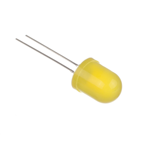 Yellow 10mm Diffused LED - 50 to 60 degree - 500mCd