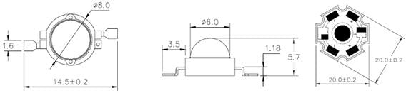 1W Warm White Power LED Star