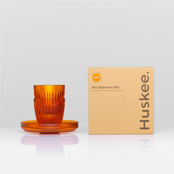 3oz Espresso HuskeeRenew Cup & Saucer Set of 2 - Amber