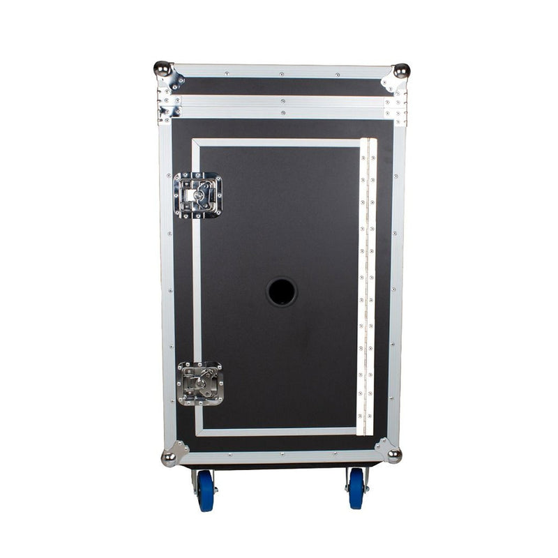 Trojan Pro 16U heavy-duty mixer rack flight case with wheels
