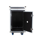 Trojan Pro 16U heavy-duty mixer rack flight case with wheels