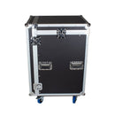 Trojan Pro 16U heavy-duty mixer rack flight case with wheels