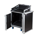 Trojan Pro 12U heavy-duty mixer rack flight case with wheels