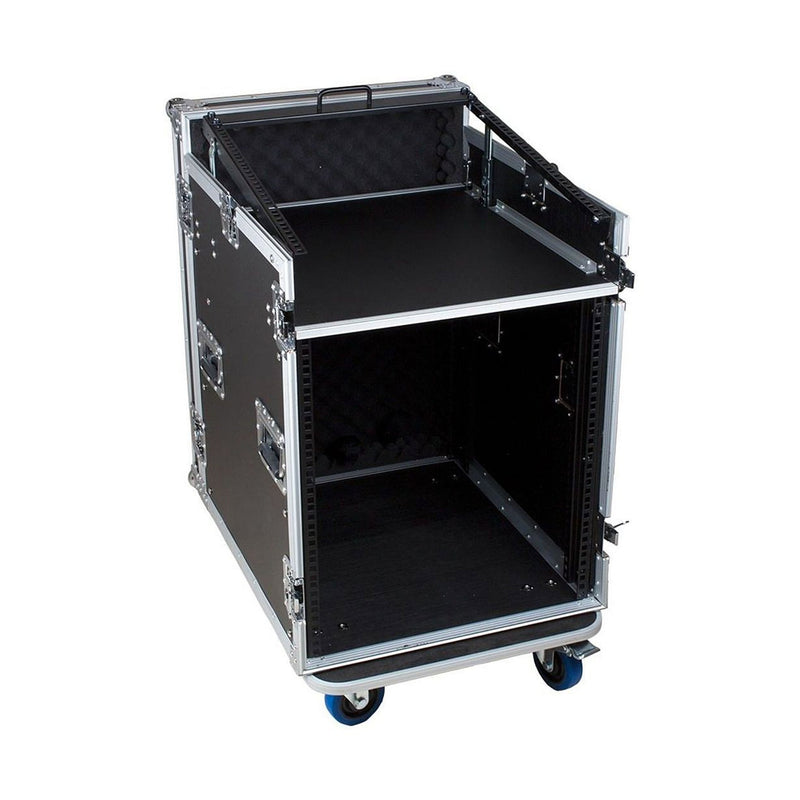 Trojan Pro 12U heavy-duty mixer rack flight case with wheels