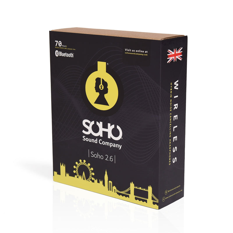 Soho 2.6 Hybrid active noise cancelling wireless bluetooth headphones - Black