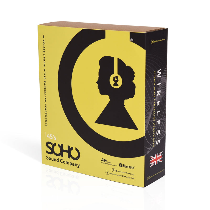 Soho 45's Hybrid active noise cancelling wireless bluetooth headphones - Black