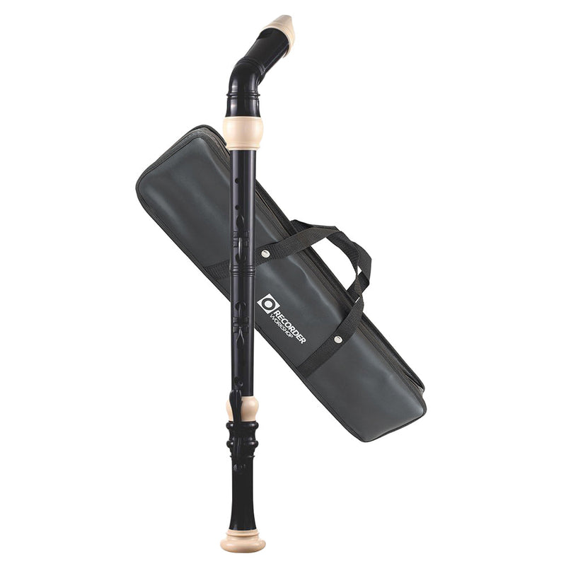 Recorder Workshop Bass Recorder And Bag - Black With White Trim