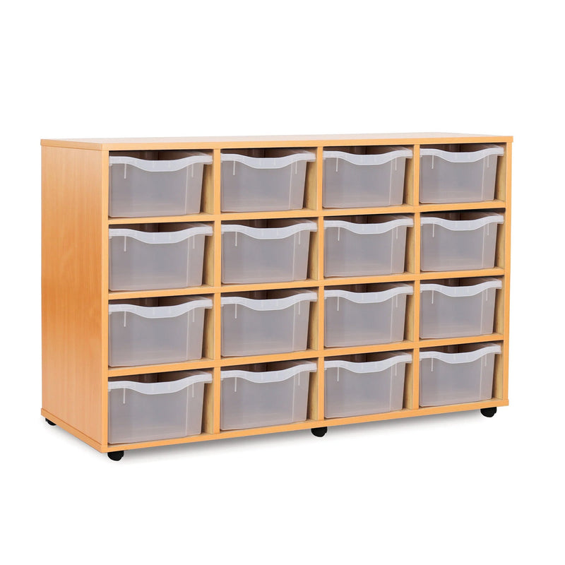 Monarch 16 double tray storage unit (4 x 4) - Transparent