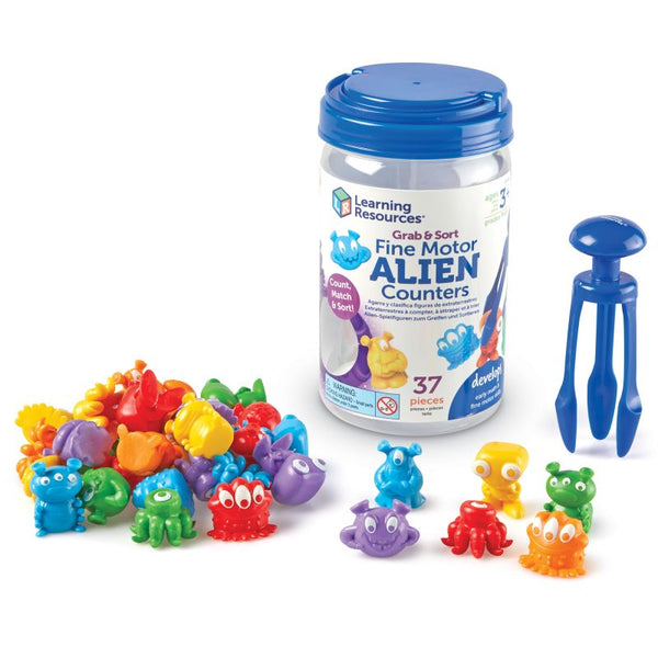 Grab & Sort Fine Motor Alien Counters