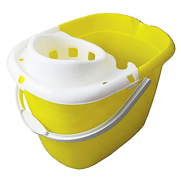 MOP BUCKETS, Plastic, 12 litre (2.6 gallon), Yellow, Each