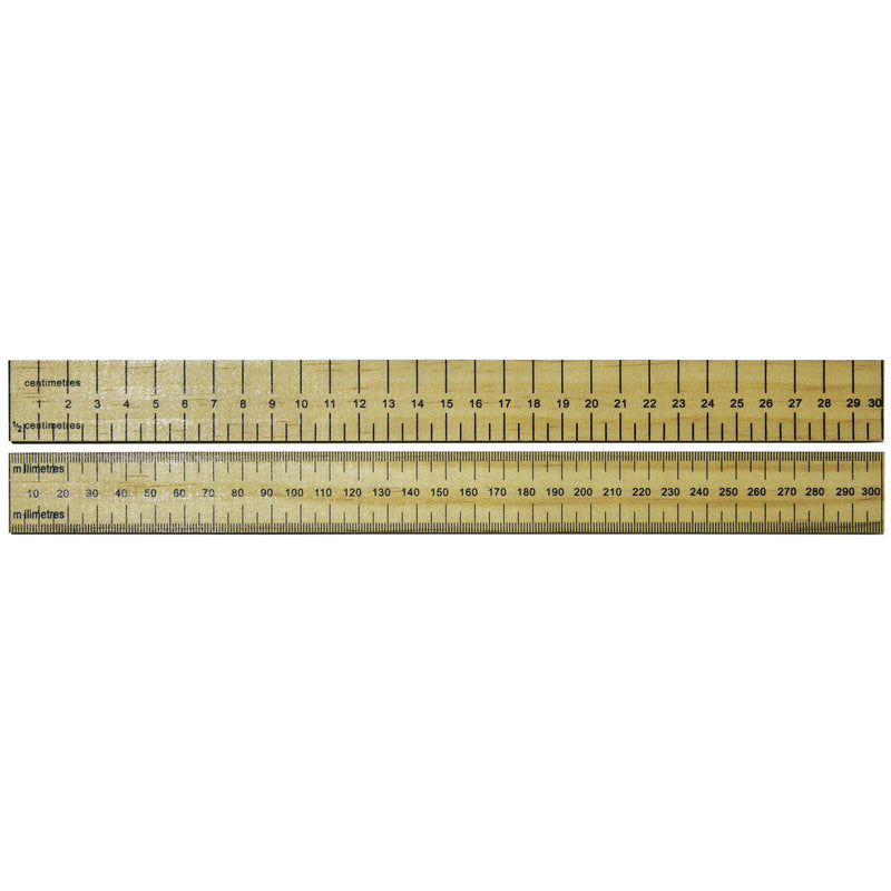 Double Ruler Unit Utd RULERS, HARDWOOD, Double Sided, 30cm, cm/0.5cm, Each