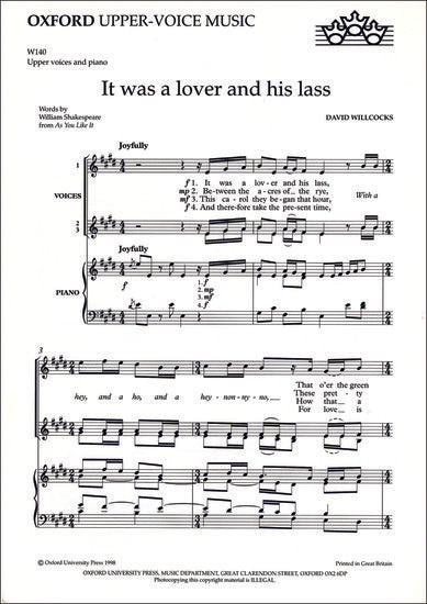 Willcocks It was a lover and his lass: Vocal score