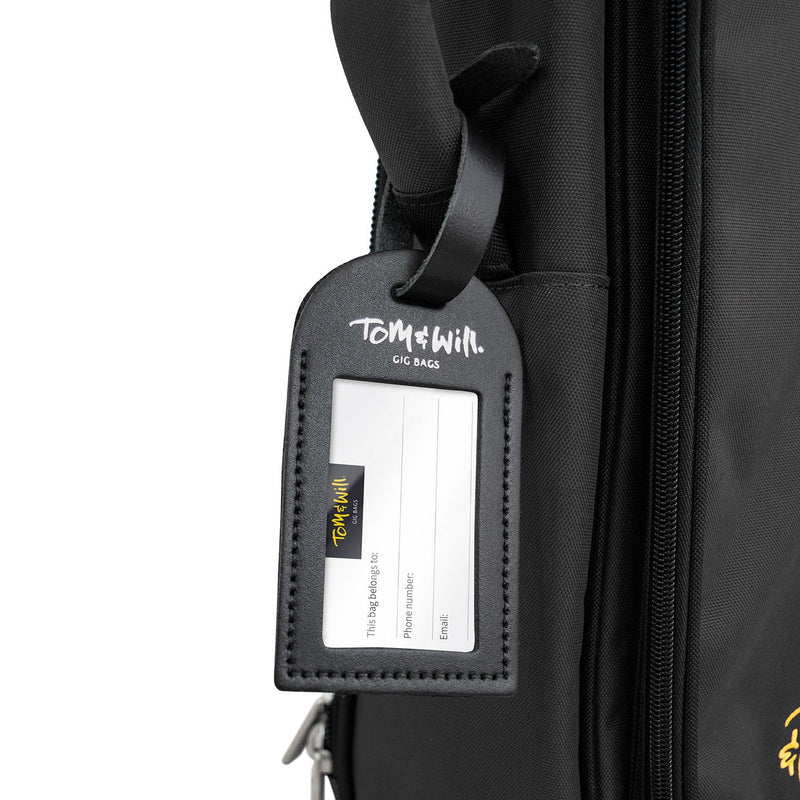 Tom & Will 100% real leather luggage tags - Charcoal black