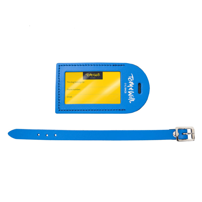 Tom & Will 100% real leather luggage tags - Oxford blue