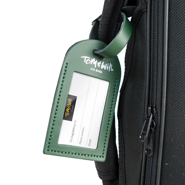 Tom & Will 100% real leather luggage tags - Racing green