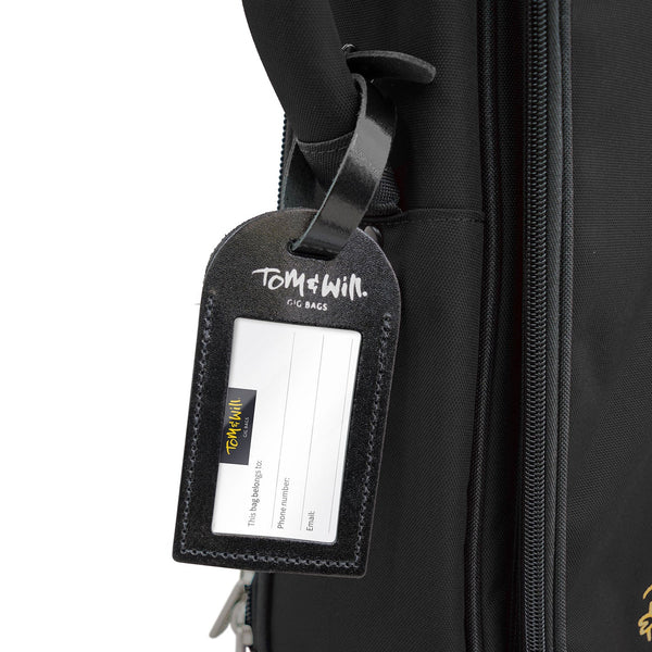 Tom & Will 100% real leather luggage tags - Patent black