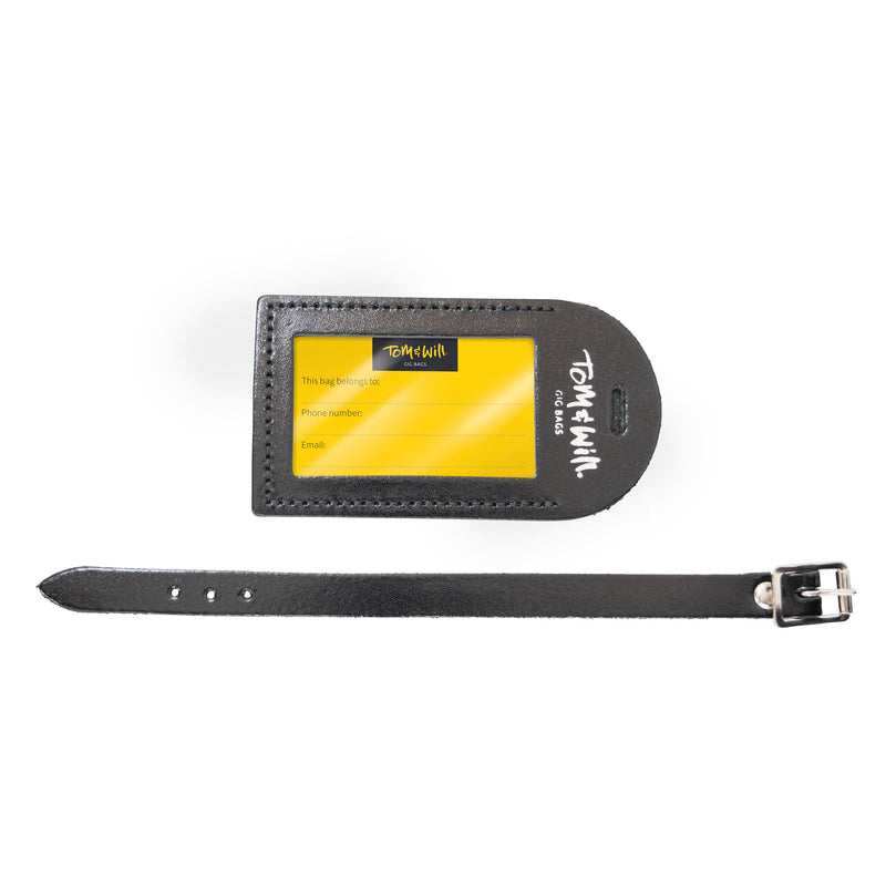 Tom & Will 100% real leather luggage tags - Patent black