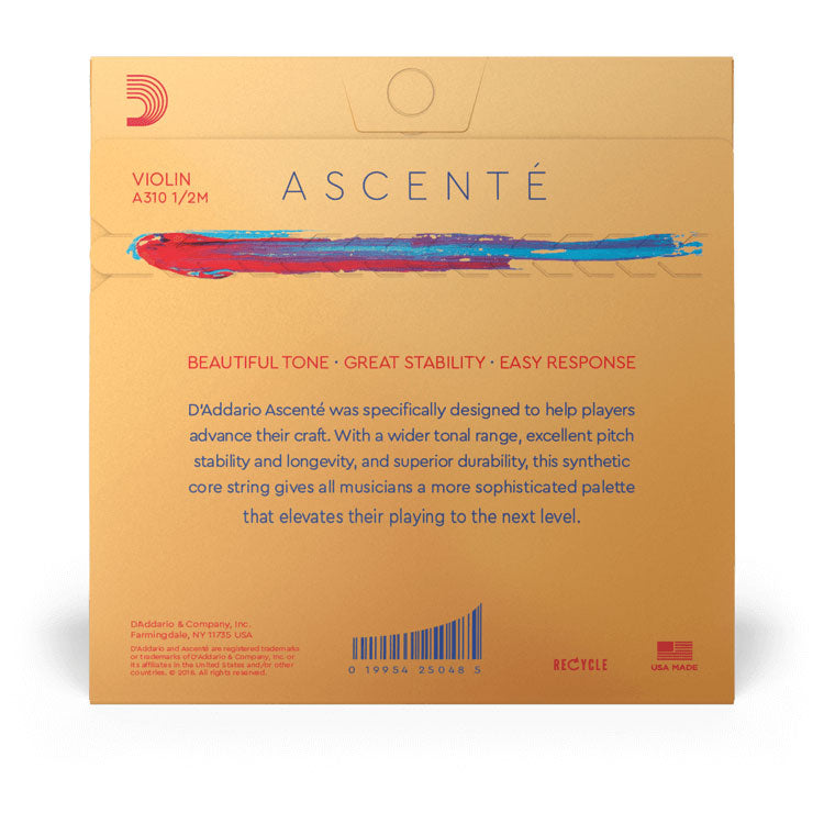 D'Addario Ascente Strings - Violin Set - 1/2 size