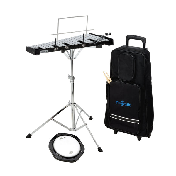 Majestic Glockenspiel & 8" practice pad kit with trolley