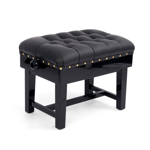 Hidrau BC46 'London' concert piano stool - Black gloss, black leather