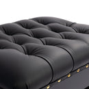 Hidrau BC46 'London' concert piano stool - Black satin, black leather