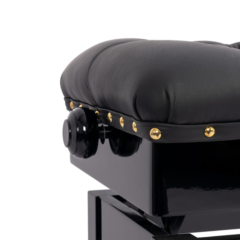 Hidrau BC46 'London' concert piano stool - Black gloss, black leather
