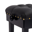 Hidrau BC46 'London' concert piano stool - Black satin, black leather