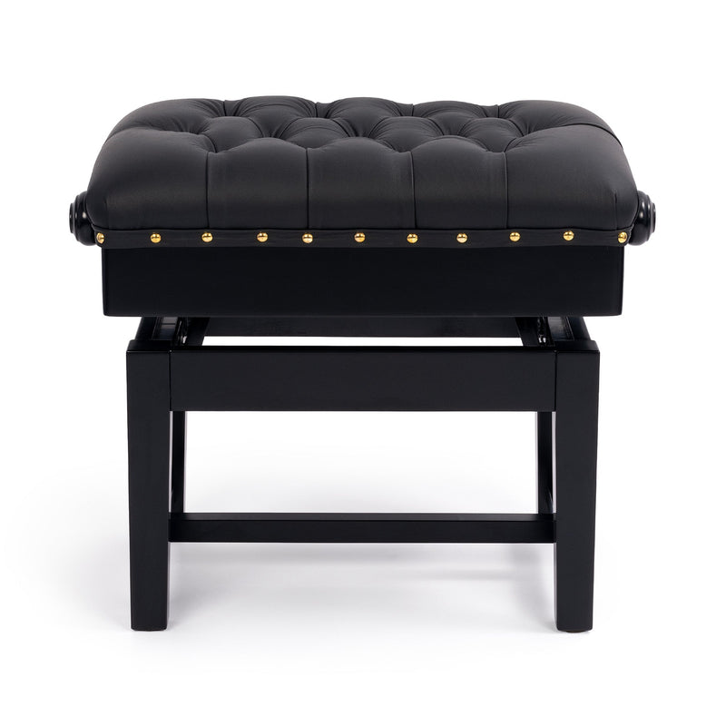 Hidrau BC46 'London' concert piano stool - Black satin, black leather