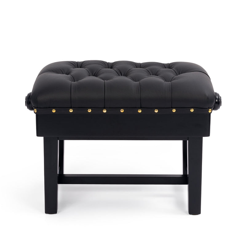 Hidrau BC46 'London' concert piano stool - Black satin, black leather