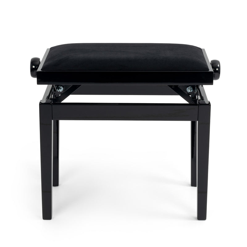 Hidrau BG27 'Toledo' single adjustable piano stool - Black gloss, black velvet