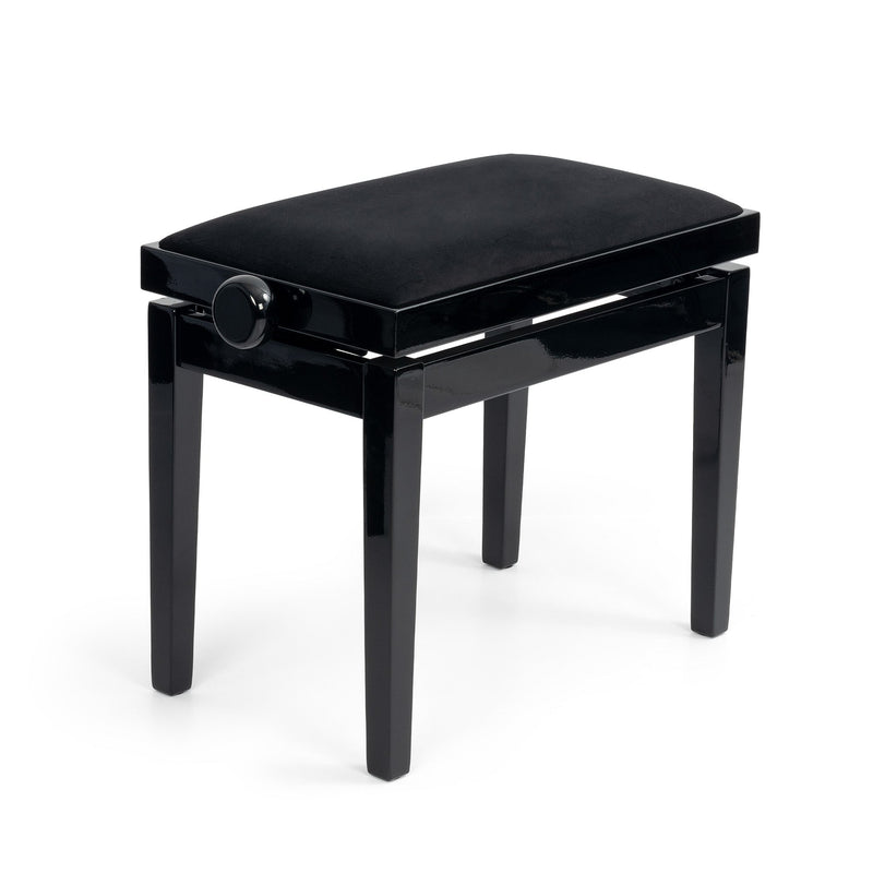 Hidrau BG27 'Toledo' single adjustable piano stool - Black gloss, black velvet