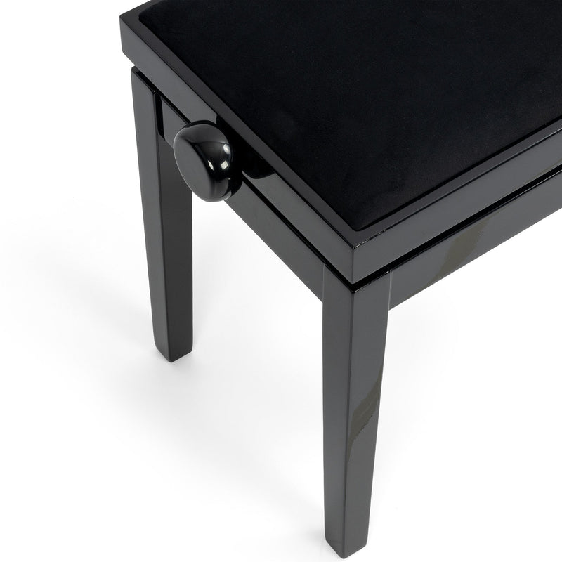 Hidrau BG27 'Toledo' single adjustable piano stool - Black gloss, black velvet