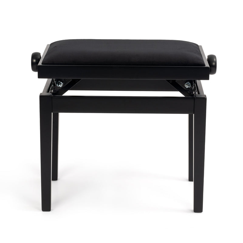 Hidrau BG27 'Toledo' single adjustable piano stool - Black satin, black velvet