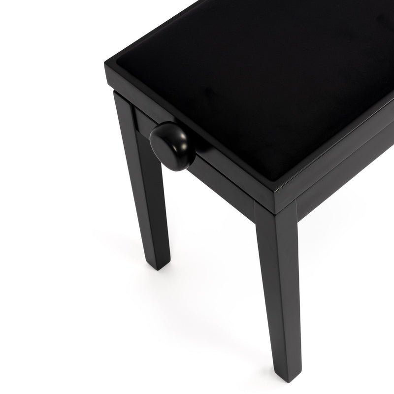 Hidrau BG27 'Toledo' single adjustable piano stool - Black satin, black velvet