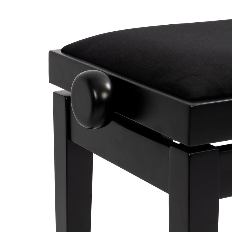 Hidrau BG27 'Toledo' single adjustable piano stool - Black satin, black velvet