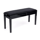 Hidrau BG270 'Geneva' height adjustable duet piano stool - Black gloss, black velvet
