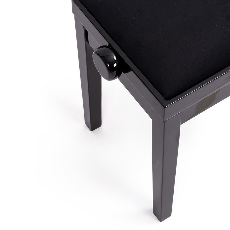Hidrau BG270 'Geneva' height adjustable duet piano stool - Black gloss, black velvet