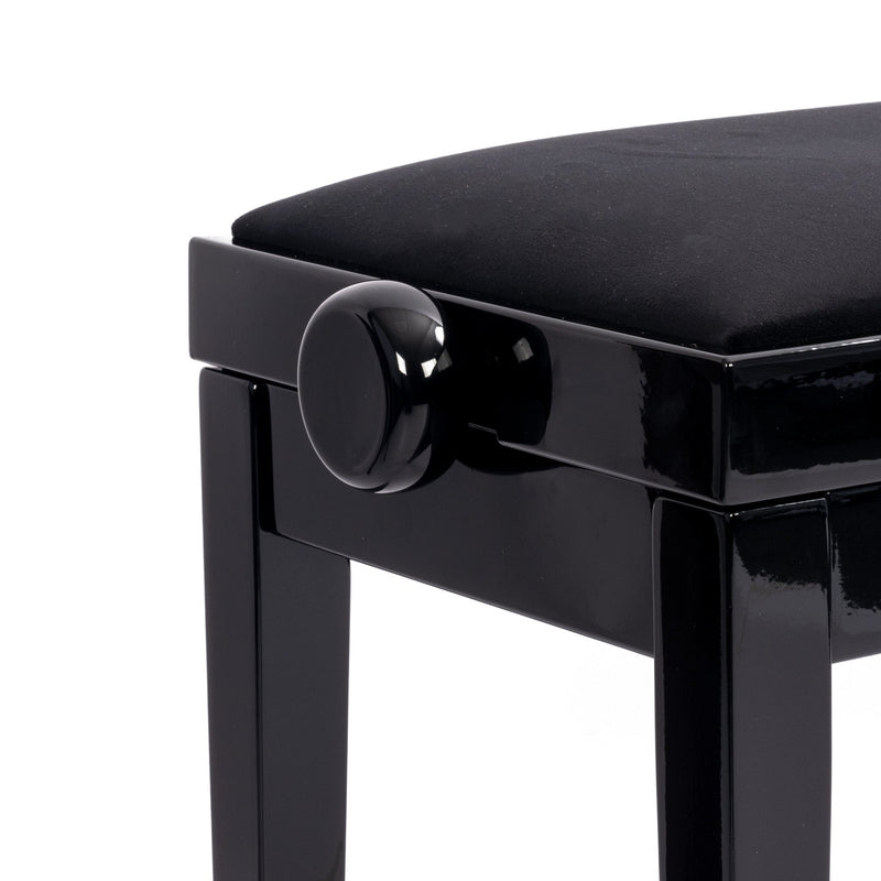 Hidrau BG270 'Geneva' height adjustable duet piano stool - Black gloss, black velvet