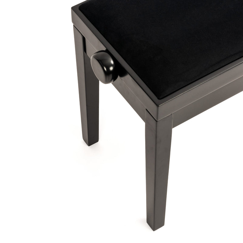 Hidrau BG270 'Geneva' height adjustable duet piano stool - Black satin, black velvet
