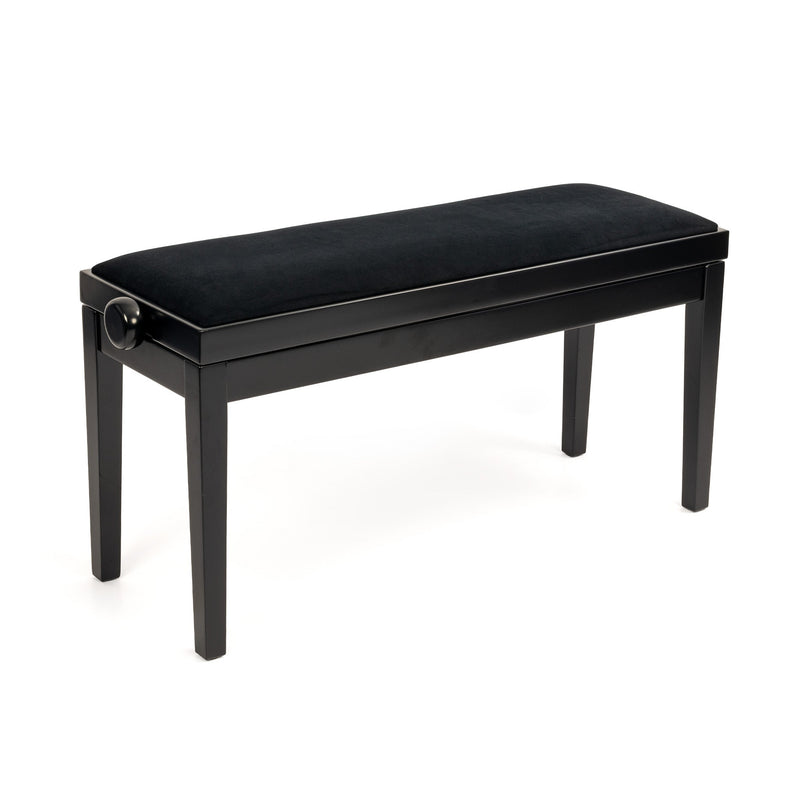 Hidrau BG270 'Geneva' height adjustable duet piano stool - Black satin, black velvet
