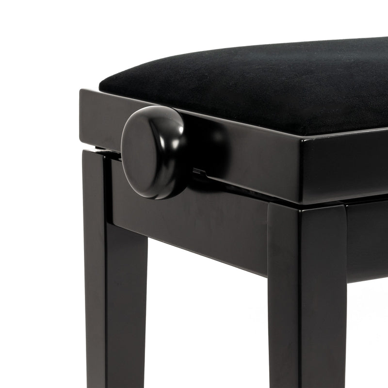 Hidrau BG270 'Geneva' height adjustable duet piano stool - Black satin, black velvet