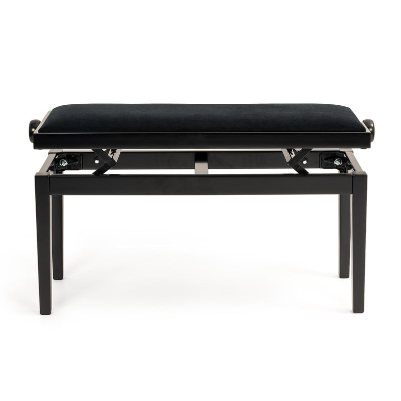 Hidrau BG270 'Geneva' height adjustable duet piano stool - Black satin, black velvet