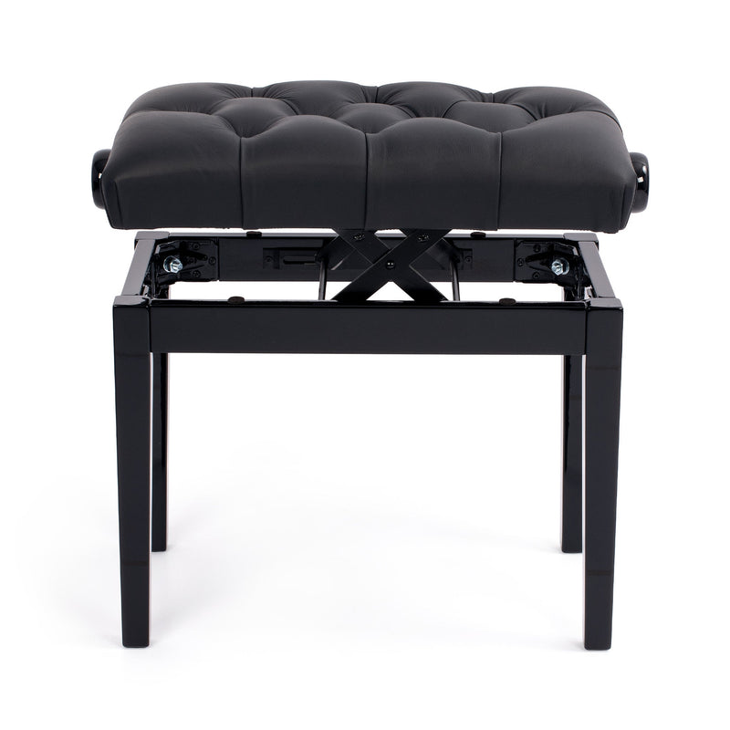 Hidrau BG33 'Vienna' adjustable concert piano stool - Black gloss, black leather